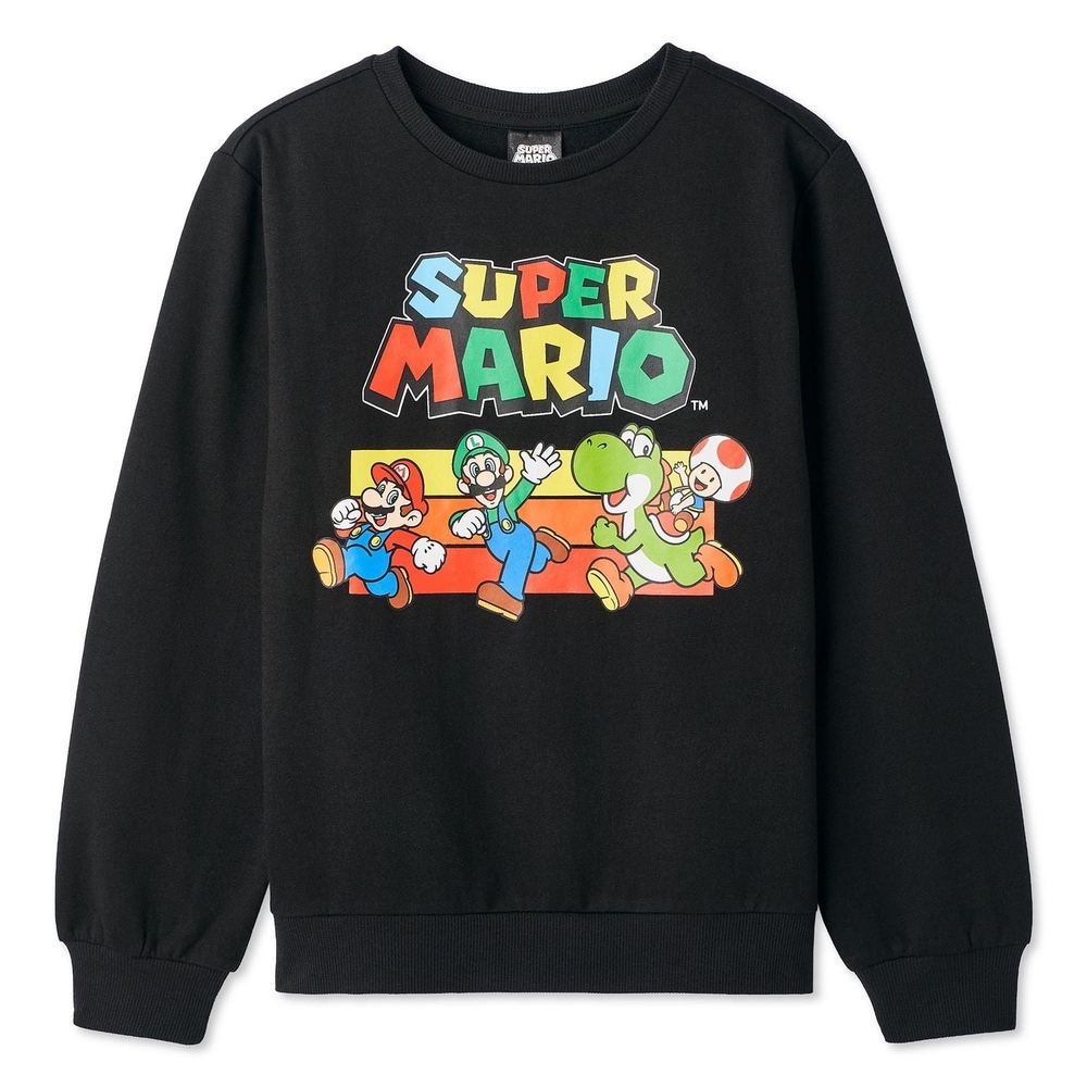 Nintendo: Super Mario Bros Boys Gamer Graphic Black Sweatshirt Size Large *NEW*